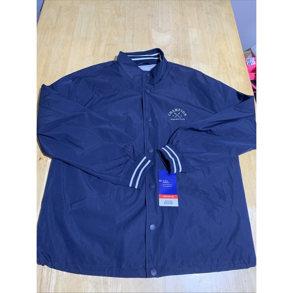 Champion Rowing Club Navy Blue Water Resistant Coaches Jacket Mens M New